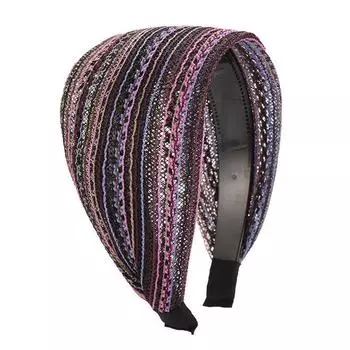 Богемный стиль кружевная ажурная с принтом полосатая повязка на голову Модная широкополая повязка на голову женская ретро элегантная повязка на голову мамина повязка на голову