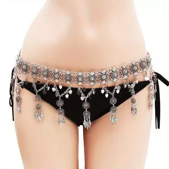 Богемный стиль, золотой, серебристый сплав, цветок, гравировка, кулон, поясная цепочка, цепочка для тела, ювелирные аксессуары для вечеринки, сценические подарки для женщин