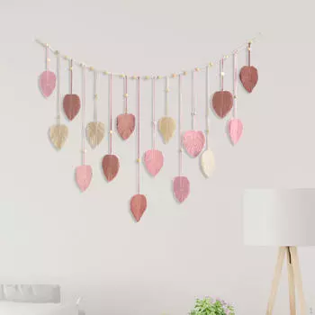 Богемный тканый гобелен, макраме, настенный, с зажимами для фото, фон, художественный декор, лист зелёный