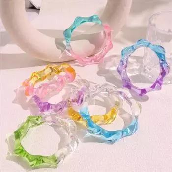 Богемный желейный цвет широкий браслет волна ретро кольцо на руку милый градиент акриловый браслет женский прозрачный/зелёный