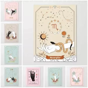 Богемный знак зодиака, холст, картина, рак, Козерог, Близнецы, настенный художественный постер, скандинавский современный мультяшный рисунок, домашний декор, гостиная 21x30cm No Frame