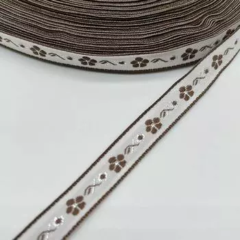 Богемская жаккардовая тесьма Ханьфу аксессуары для одежды аксессуары своими руками заколка для волос кружевной пояс Silver Silk Brown Flower * 1.0cm * Jacquard Ribbon
