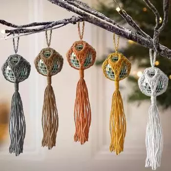 Богемский хлопковый канат автомобильные аксессуары диско плетеный кулон плетеный кулон диско шар жёлтый