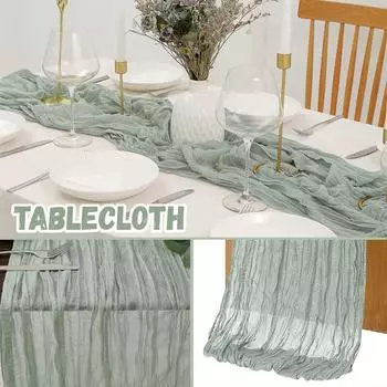 Богемский стол плиссированная ткань настольный флаг ткань свадебное украшение для вечеринки настольный флаг One Size зелёный