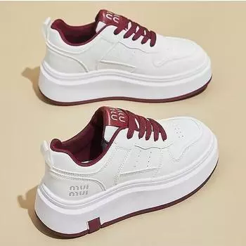Bogo small women s shoes 2025 spring white shoes new Korean version ins female students thick-soled heightening sports board shoes 35 чёрный