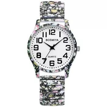 Bohemia Elastic Strap Watch Seiko Easy to read Arabic numerals Analog Quartz Watch Waterproof Stylish Cool Unisex Fashion Floral Print Elastic Strap