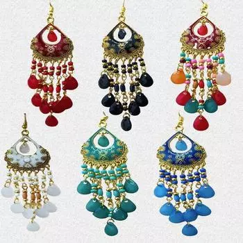 Bohemia Style Ethnic Style Earring Retro Hollow Earrings Bohemian Tassel Earring Gifts королевский синий