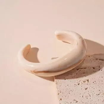 Bohemian Acrylic Open Bangle Curved Retro Hand Ring Temperament Irregular Wide Bracelet Gift