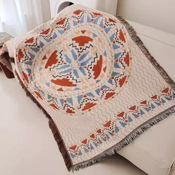 Bohemian Blanket, Boho Throw Blanket with Fringe, Southwestern Geometric Tapestry Vintage Woven Throw Blankets, Double-Si 90x150cm