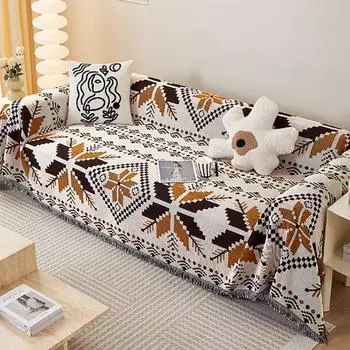 Bohemian Chenille Sofa Towel Universal Non-slip Cushion Couch Cover Machine Washable Seat Slipcover Durable Sofa Cover 90x90CM