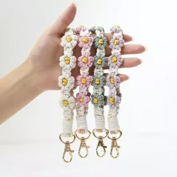 Bohemian Chrysanthemum Wristband & Daisy Keychain Set
