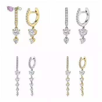 Подвеска из богемского кристалла, серебряная пряжка для ушей, изысканные серьги-кольца, простые модные украшения для женщин, подарки на день рождения золотой