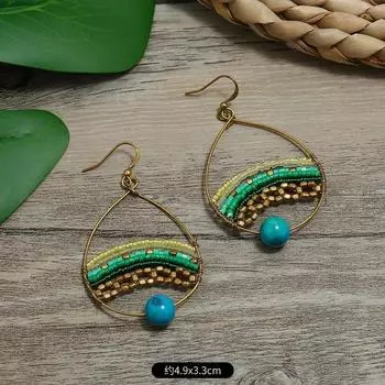 Bohemian earrings hand-woven retro vacation versatile temperament earrings women s long earrings