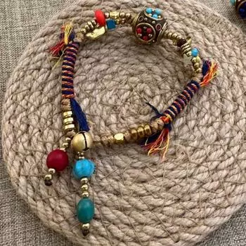 Bohemian Ethnic Style Bracelet Adjustable Beads Braided Bracelet Woven Hand Rope Couple Style E