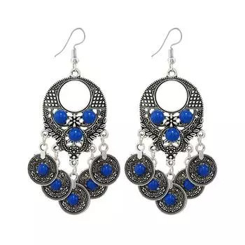 Серьги в стиле ретро с полыми резными украшениями в стиле бохо-этнического стиля, модные креативные серьги с бахромой красный