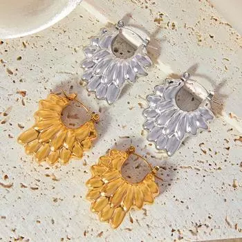 Bohemian Fashion Temperament Серьги-лепестки особой формы, полые, титановая сталь, покрытая 18-каратным золотом, персонализированные модные серьги