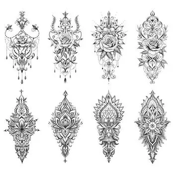 Bohemian Geometric Shape Water Transfer Small Full Arm Back Sexy Simulation Tattoo Sticker 114*210MM