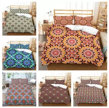 Bohemian Home Bedding Pillowcase and Quilt Cover Single Bed Double Bed Full Size Washable Comfortable Home Decoration Bedding UK Single 135x200cm