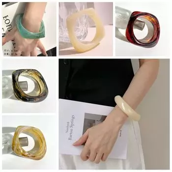 Bohemian Irregular Wide Bracelet Europe American Style Retro Hand Ring Chunky Resin Bangle Gift Style A