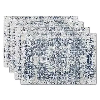 Bohemian Placemats Exotic Linen Placemats Washable Totem Cloth Table Mats Insulation Pads Printed Non-slip Coasters 4PC-32X42cm