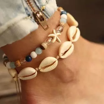 Bohemian Shell Beads Starfish Anklets Beads Bohemian Anklet Bracele Retro Shell Toe Anklet Women style 1
