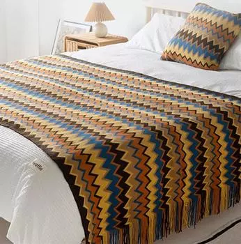 Одеяло в стиле бохо с кисточками, шаль, окрашенная пряжа, одеяло, полотенце для дивана, манта, домашнее одеяло для кровати, украшение, плед (Нет наволочки) 130x180cm 1pc