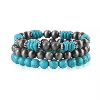 Bohemian Style Couple Turquoise Bracelet Layered String Western Country Bracelets Summer StyleB-Green