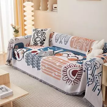 Bohemian style sofa cover cloth dust-proof and cat-scratch abstract sofa cover sofa cushion cover blanket 180X130
