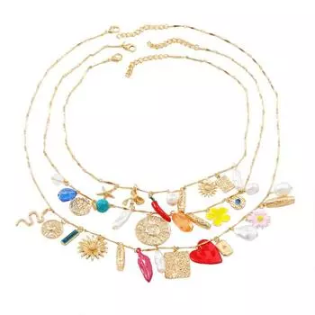 Bohemian Style Sunflower Pendant Necklace Multi Layer Jewelry Neck Accessories Gift 1 Set