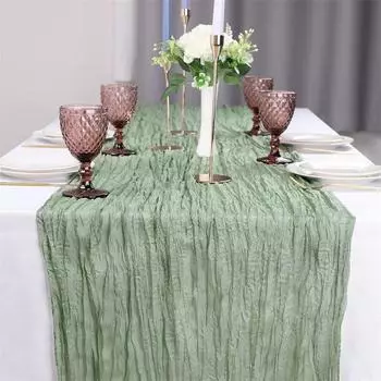 Bohemian Tablecloth Table Runner Table Setting Dining Gauze Table Runner for Wedding Bridal Party Table Decor Christmas Banquets 90X180cm зелёный