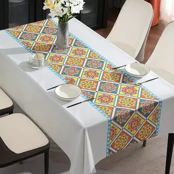 Bohemian Tablecloth Waterproof And Oil-Proof Leave-In Household Dining Table Cloth Tablecloth Coffee Table Cloth Ethnic Style 140*140cm