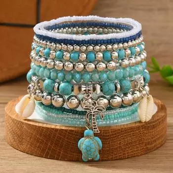 Bohemian Turquoise Beaded Bracelet Bracelet Woven Bracelet разноцветный