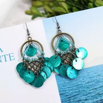 Bohemian Vintage Gorgeous Shell Earrings Long Tassel Versatile Vacation Femininity Court Earrings Ear Accessories