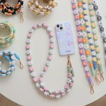 Богемный плетеный значок в виде цветка маргаритки на шею ремешок для мобильного телефона женский ремешок белый