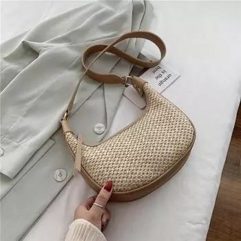 Bohemian Woven Straw Bag Summer Crossbody Hobo Bag Elegant Single Shoulder Bag Handbag