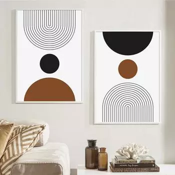 Бохо Абстрактные Геометрические Линии Плакаты Настенное Искусство Холст Картина Печать Картины для Гостиной Современный Интерьер Украшения Дома 21x30cm No Framed