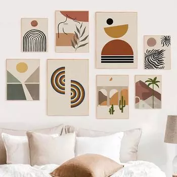 Бохо абстрактные геометрические фигуры минимальная настенная живопись холст картина середины века плакаты на скандинавскую тему и принт гостиная украшение дома A4 21X30cm No Framed