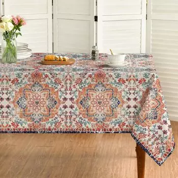 Boho Bohemia Style Rectangle Tablecloth Washable Vintage Country Rustic Farmhouse Fall Tablecover for Kitchen Dining Table Decor 50x50cm napkin