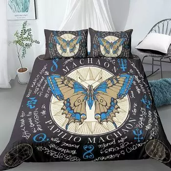 Boho Butterfly Duvet Cover Set Sun And Moon Hippie Soft King Queen Size Bedding Set With Pillow Case 2/3pcs Soft Quilt Cover EU single(135x200cm)