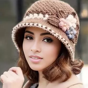 Бохо-цветочная вязаная крючком шляпа-ведро для женщин осень-зима вязаная теплая шапка-рыбак женская защита ушей ветрозащитная шапка для бассейна One size