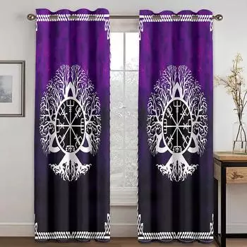 Boho Darkening Window Curtain for Bedroom Retro Blackout Curtain Living Room Bohemian Drapes Decor(2Panels) Cotinas De Sala W132cm x H160cm&Hook