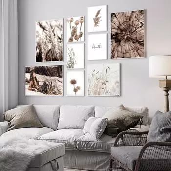 Бохо Девушка Цветок Листья Пшеница Растение Ферма Цитаты Стена Искусства Холст Картины Плакаты на Скандинавскую тему и принты Настенные Панно Для Гостиной 21*30cm