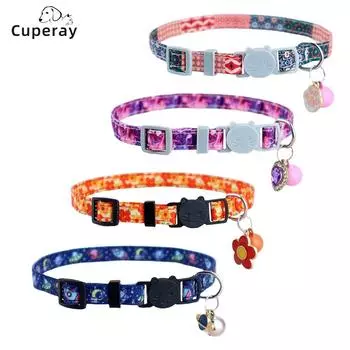Boho Ethnic Cat Collar Adjustable Cat Collar with Bells and Delicate Pendants Loss Prevention Pet Collar for Kittens and Puppies