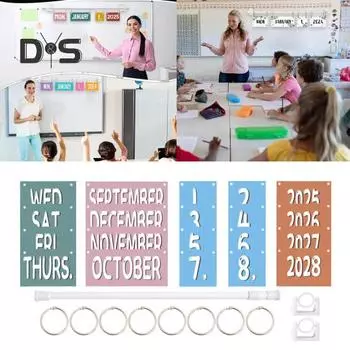 Boho Flip Calendar Bulletin Board Set Простая установка Образовательное время Обучающий инструмент Детский интерес Медные пластины Наклейки B