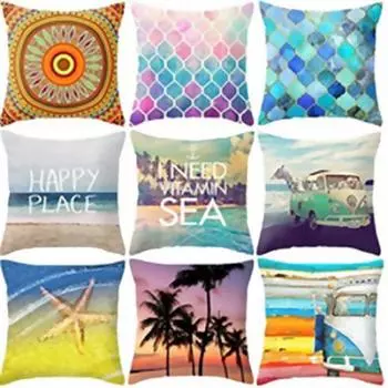 Boho Геометрическая пляжная картина Гостиная Диван Льняная подушка Чехол Наволочка 33