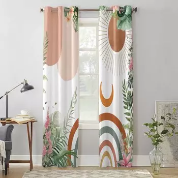 Бохо геометрические абстрактные листья оконные шторы для гостиной роскошные занавески для спальни кухонные жалюзи шторы 135W x 60H(cm) x1