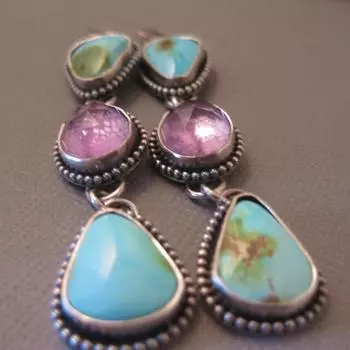 Бохо Этнические геометрические круглые фиолетовые длинные серьги ювелирные изделия серебряного цвета серьги ручной работы для женщин подарок для девочек