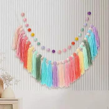 Бохо кисточка гирлянда баннер настенный декор богемный шик красочный орнамент украшение для вечеринки