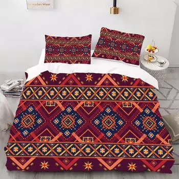 Boho - Комплект пододеяльников с цифровой печатью - Полиэстер - Декор для спальни - 1 покрывало + 2 наволочки (нет подушки) 173x229cm