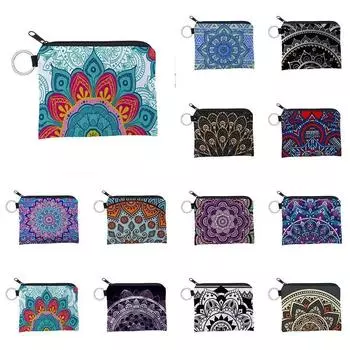 Boho кошелек для мелочи, мини-кошелек, сумка для монет с цветочным принтом, водонепроницаемый, с застежкой-молнией, изысканный подарок для женщин и девочек